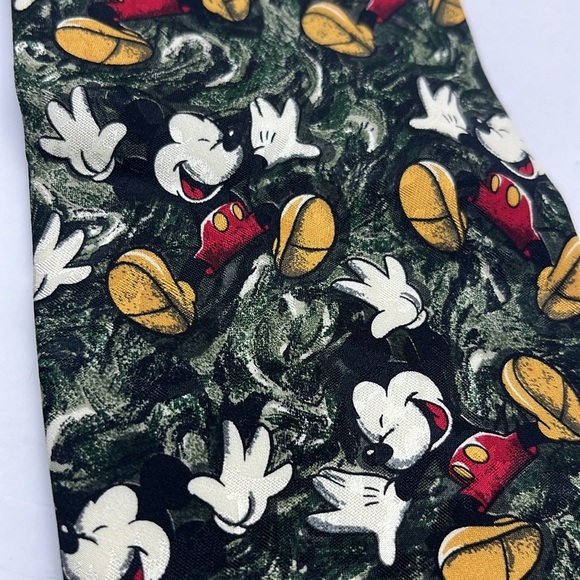 Mickey Disney 90s Silk tie necktie frolicking happy unique fun - Picture 2 of 3